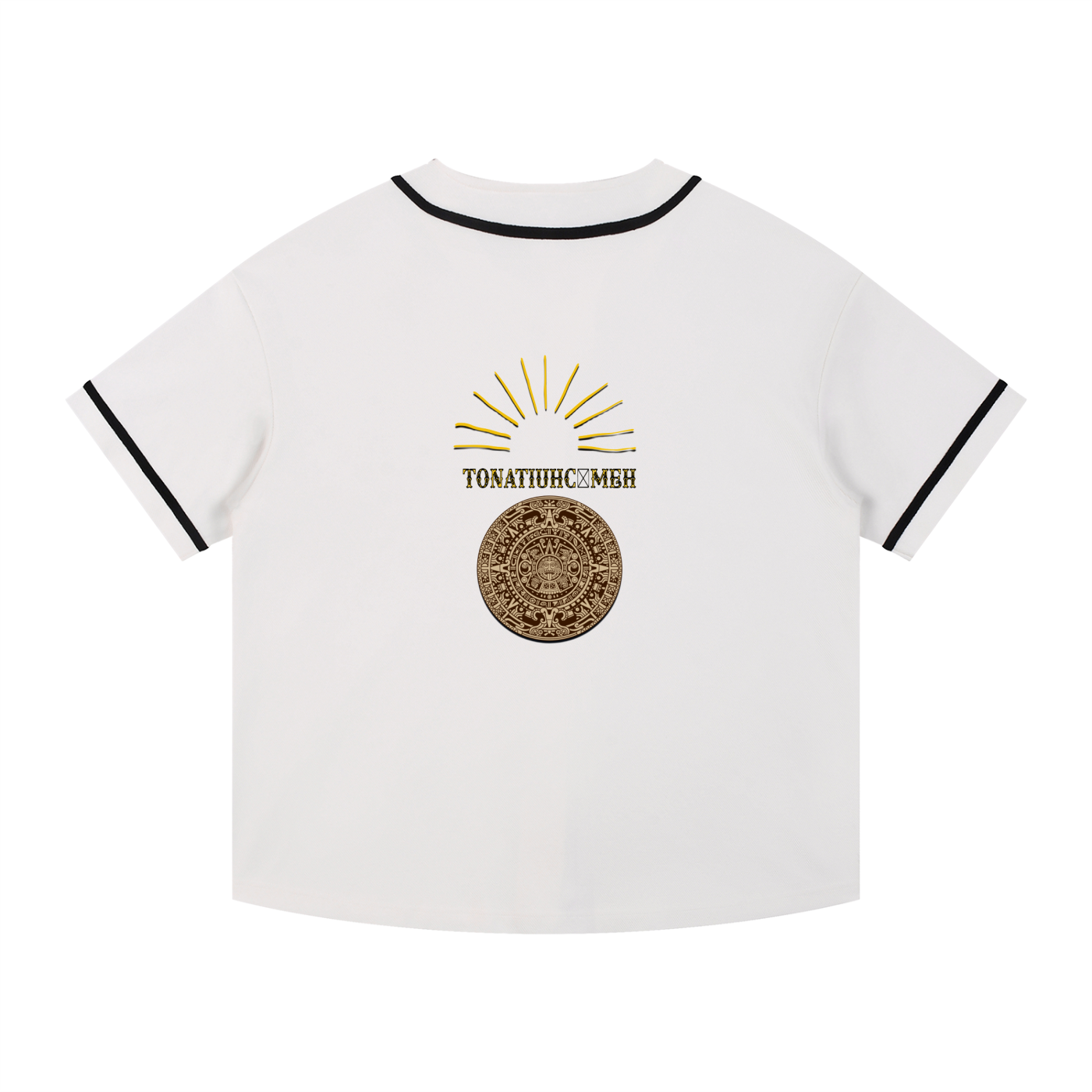 ⚡ Aztlan Tonatiuh Sun Temple Jersey – Contrast Piped Button-Up ⚡