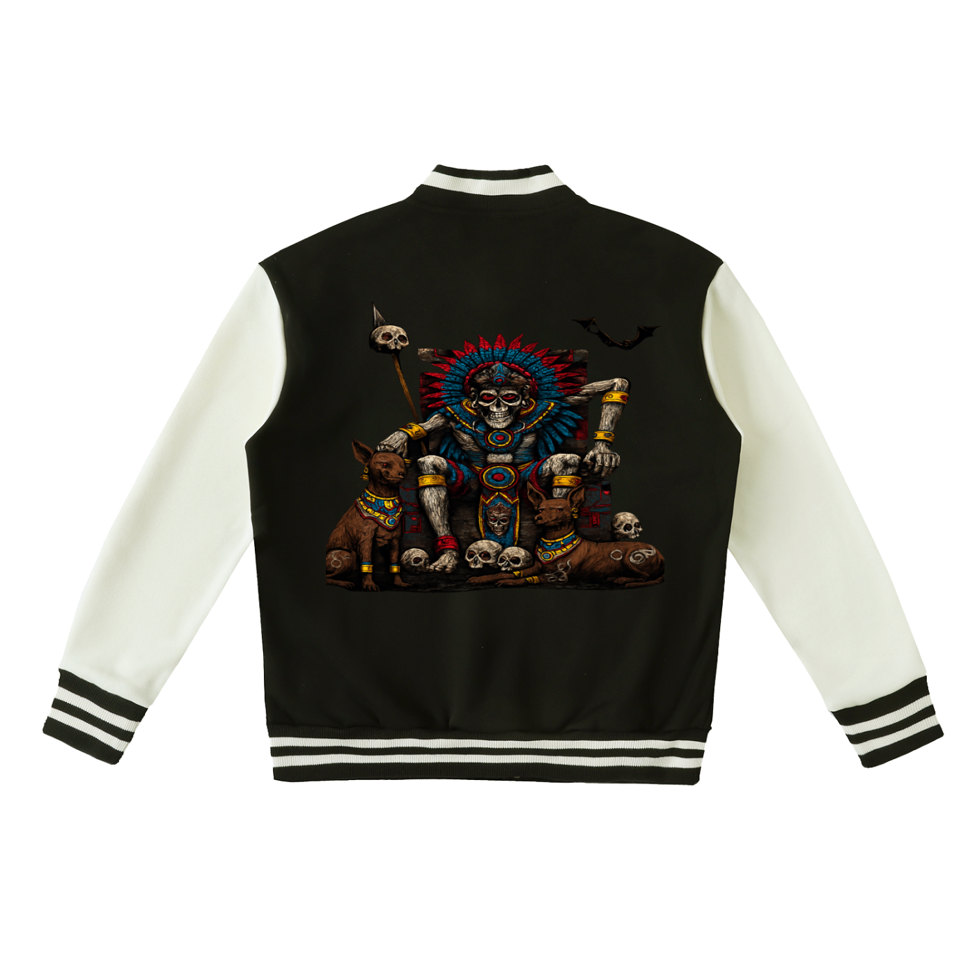Two-Tone Fleeced Varsity Jacket/Mictlan Varsity – Two-Tone Death God Edition