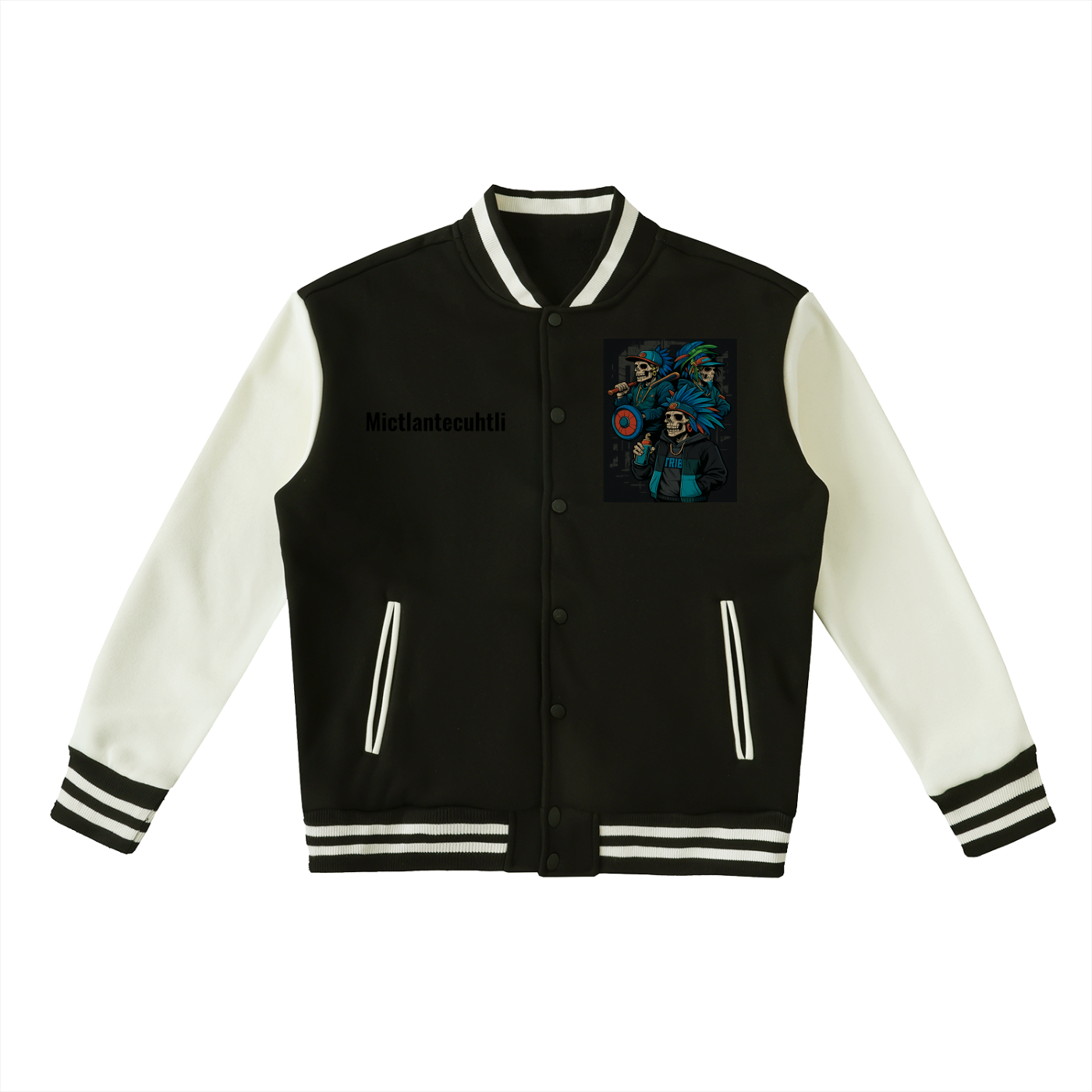 Two-Tone Fleeced Varsity Jacket/Mictlan Varsity – Two-Tone Death God Edition