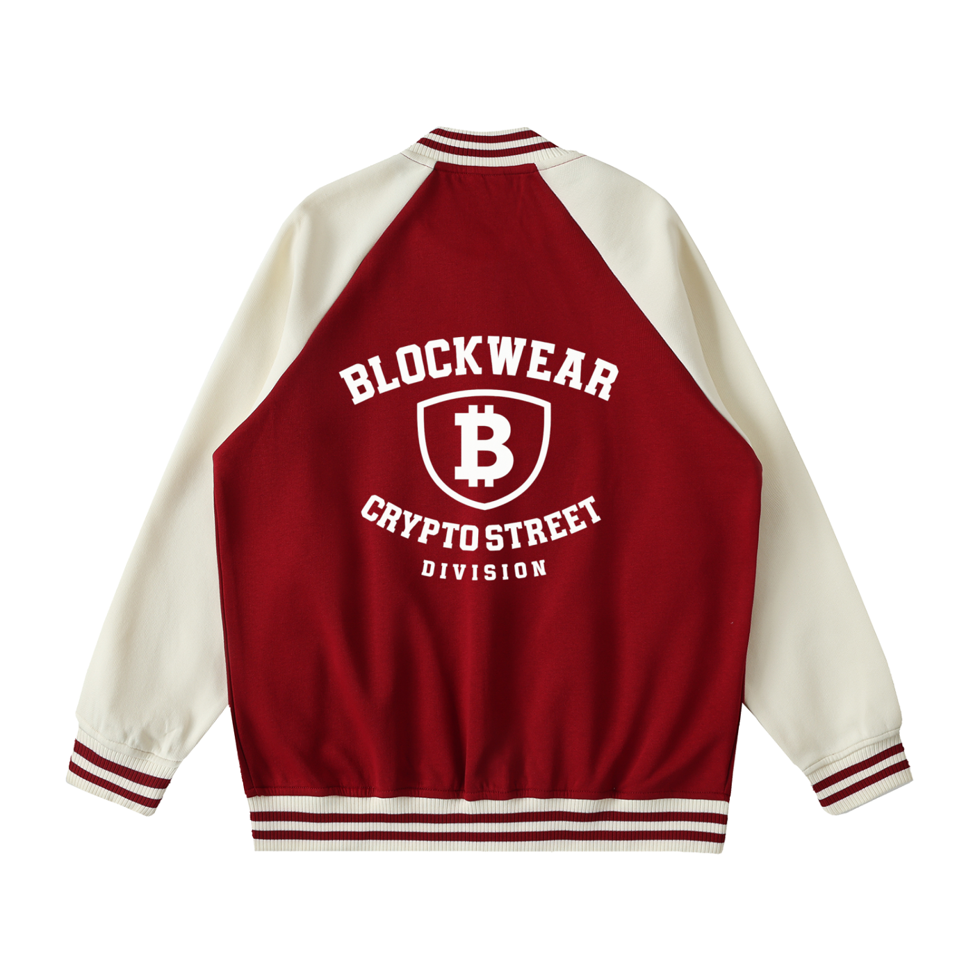 Two Tone Raglan Sleeve Varsity Jacket “Chain League” — stitched for the crypto elite