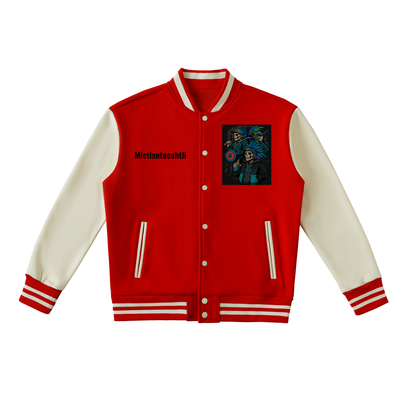 Two-Tone Fleeced Varsity Jacket/Mictlan Varsity – Two-Tone Death God Edition
