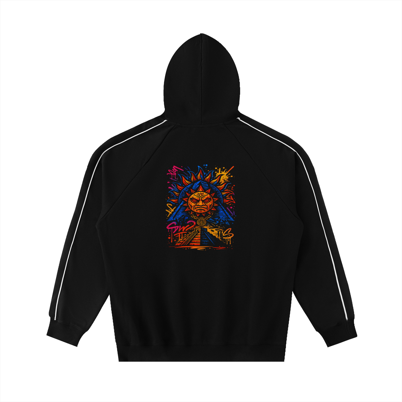 Contrast Piping Raglan Hoodie “Street Ascension” — rising from the block to the myth