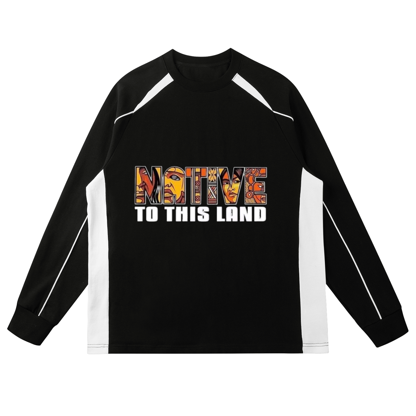 🔥 Native to This Land Contrast Panel Raglan Sweatshirt – Aztlan Heritage Edition 🔥