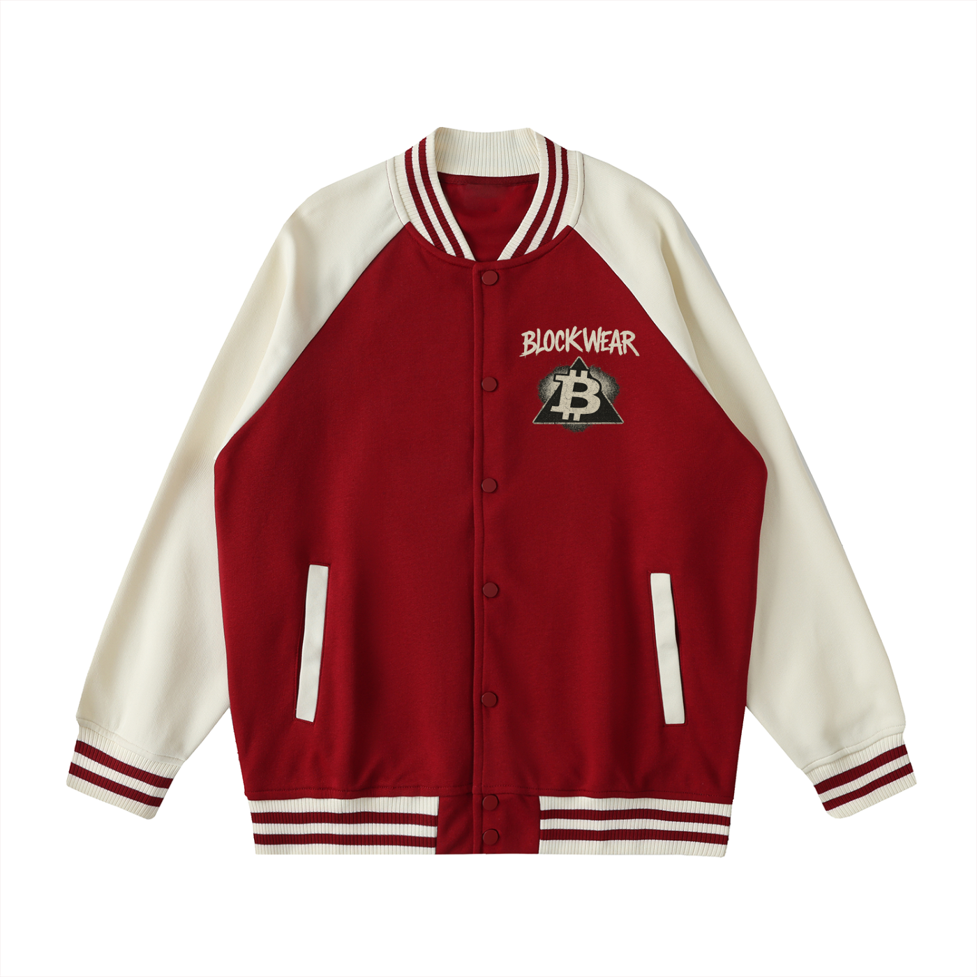 Two Tone Raglan Sleeve Varsity Jacket “Chain League” — stitched for the crypto elite
