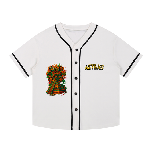 ⚡ Aztlan Tonatiuh Sun Temple Jersey – Contrast Piped Button-Up ⚡